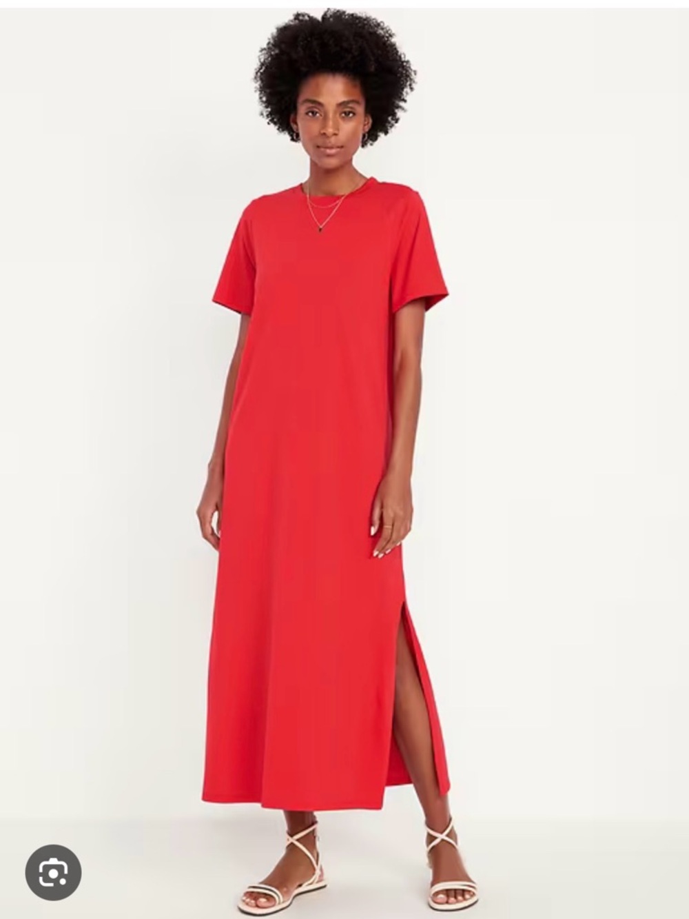 Old Navy Red Short-Sleeve Maxi Dress with Side Slit